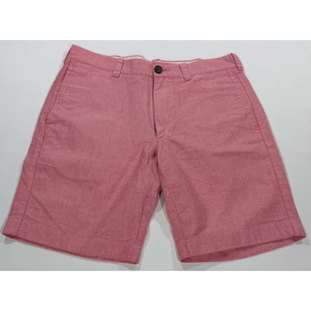 J.Crew Stanton Mens 30 Flat Front‎ 9" Shorts Red Oxford Cotton